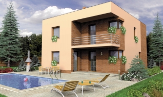Multi-storey family house project with a flat roof.