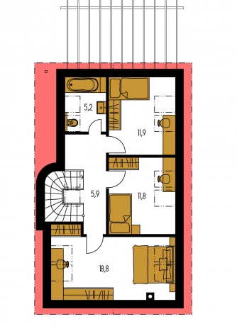 Mirror image | Floor plan of second floor - DOMINO