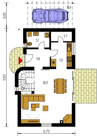 Mirror image | Floor plan of ground floor - DOMINO