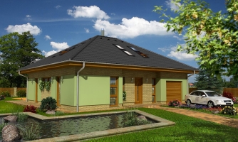 U-shaped house illuminated by skylights.